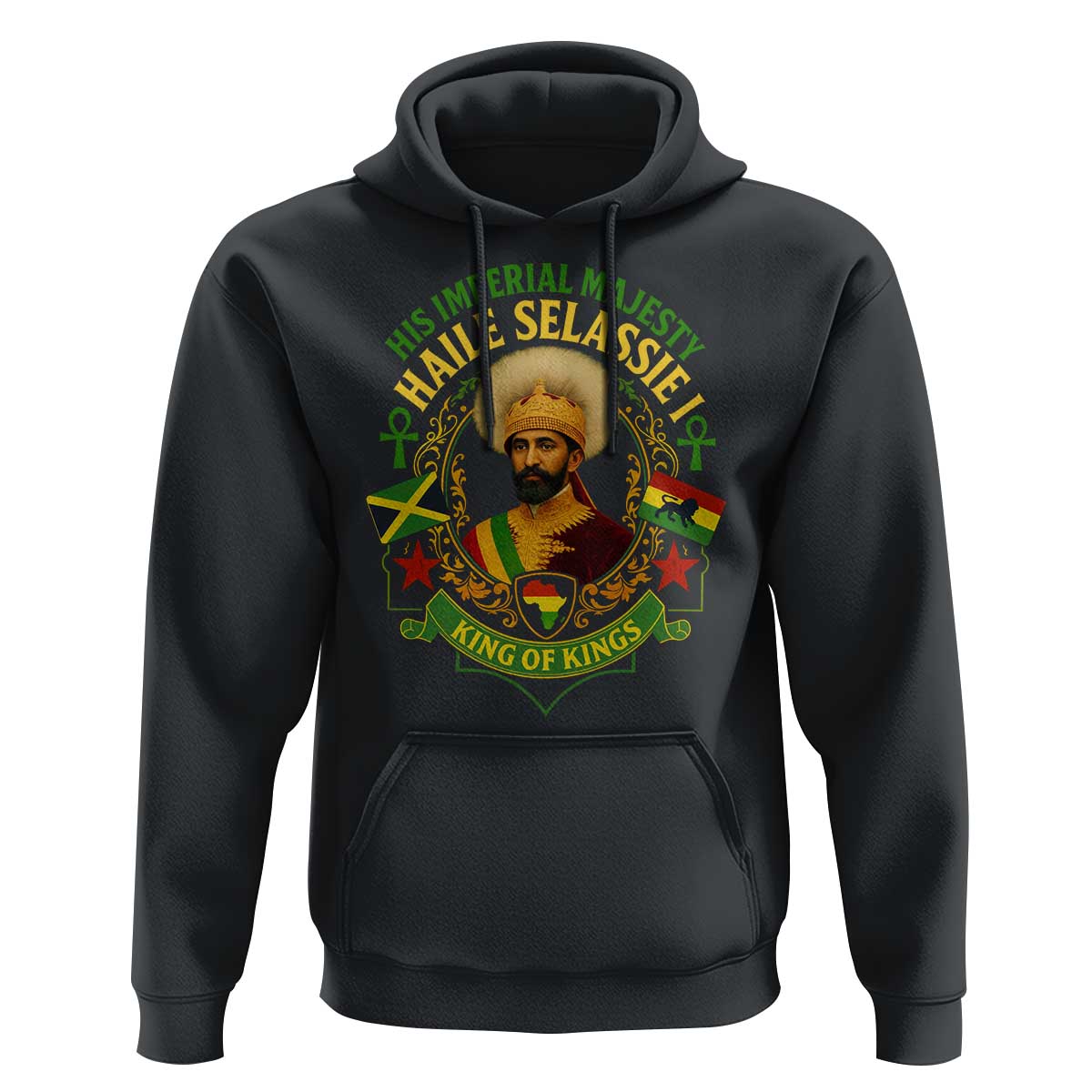 Haile Selassie Hoodie King Of Kings His Imperial Majesty Rastafari Flag - Wonder Print Shop