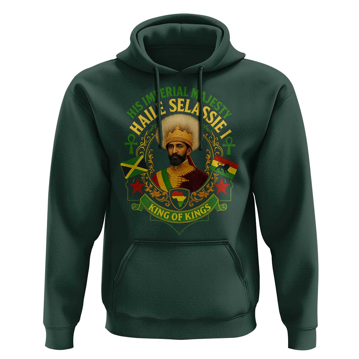 Haile Selassie Hoodie King Of Kings His Imperial Majesty Rastafari Flag - Wonder Print Shop
