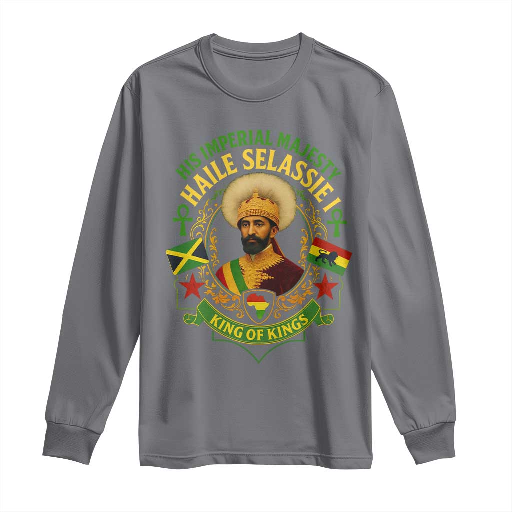 Haile Selassie Long Sleeve Shirt King Of Kings His Imperial Majesty Rastafari Flag - Wonder Print Shop