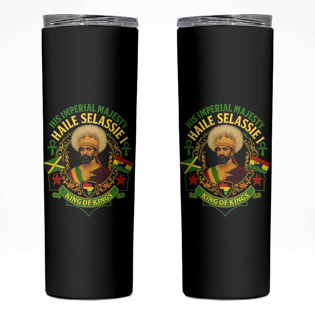 Haile Selassie Skinny Tumbler King Of Kings His Imperial Majesty Rastafari Flag - Wonder Print Shop