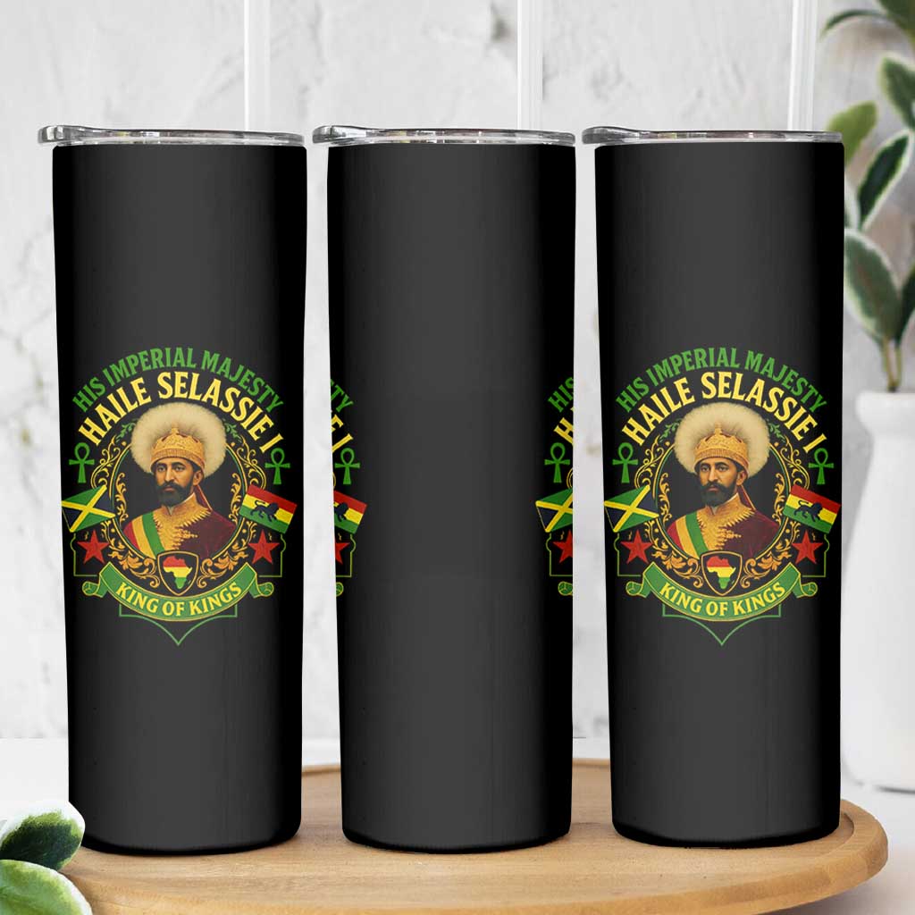 Haile Selassie Skinny Tumbler King Of Kings His Imperial Majesty Rastafari Flag - Wonder Print Shop