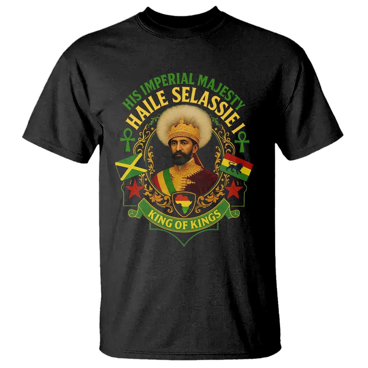 Haile Selassie T Shirt King Of Kings His Imperial Majesty Rastafari Flag - Wonder Print Shop