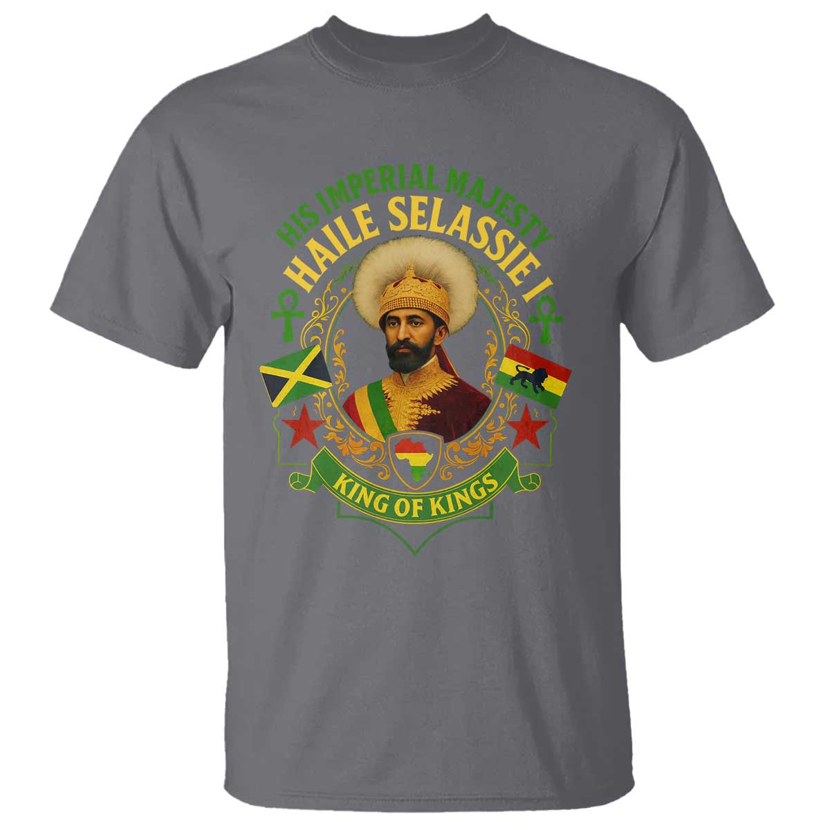 Haile Selassie T Shirt King Of Kings His Imperial Majesty Rastafari Flag - Wonder Print Shop