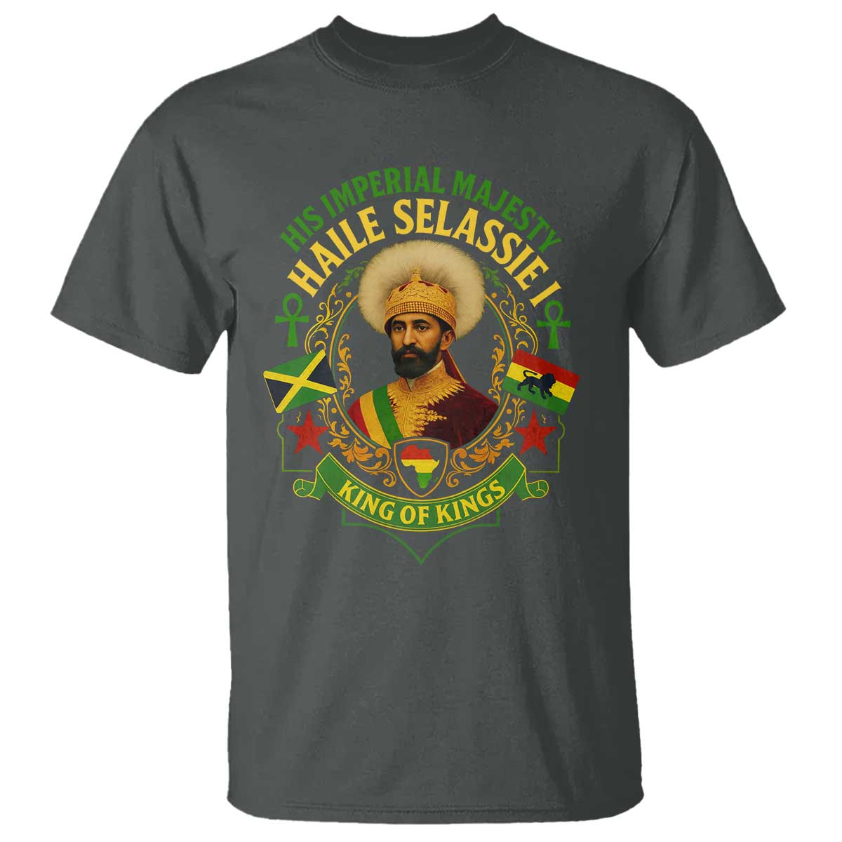 Haile Selassie T Shirt King Of Kings His Imperial Majesty Rastafari Flag - Wonder Print Shop