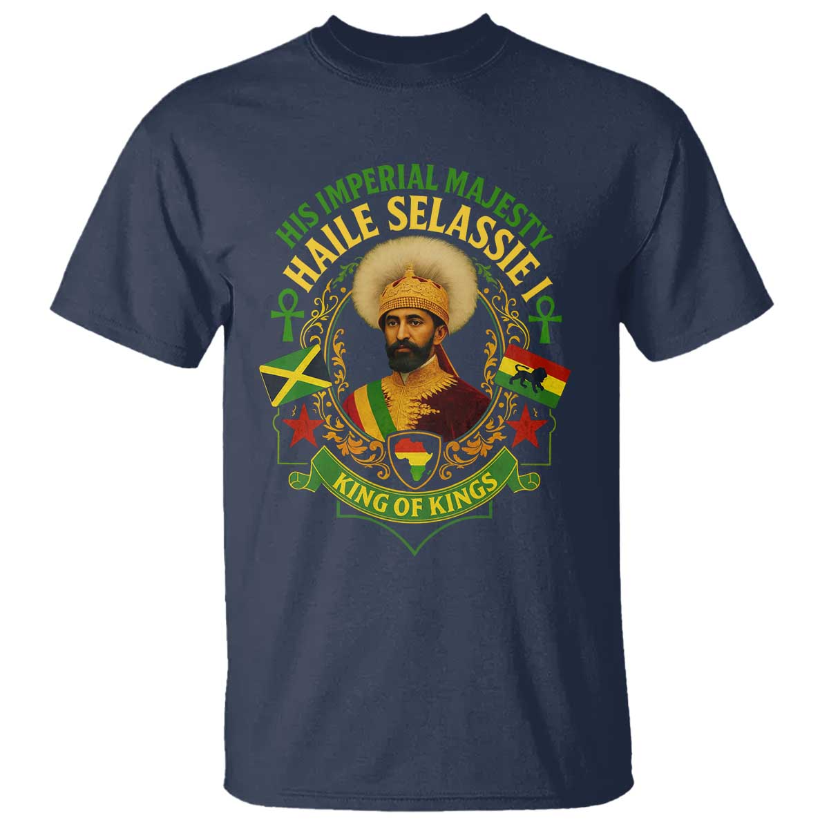 Haile Selassie T Shirt King Of Kings His Imperial Majesty Rastafari Flag - Wonder Print Shop