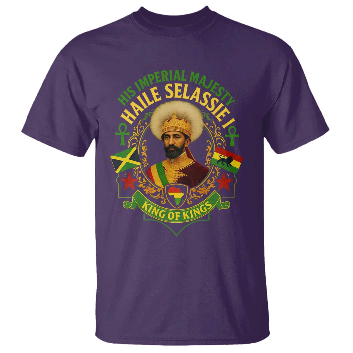 Haile Selassie T Shirt King Of Kings His Imperial Majesty Rastafari Flag - Wonder Print Shop