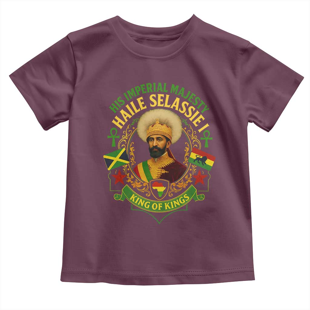 Haile Selassie Toddler T Shirt King Of Kings His Imperial Majesty Rastafari Flag - Wonder Print Shop