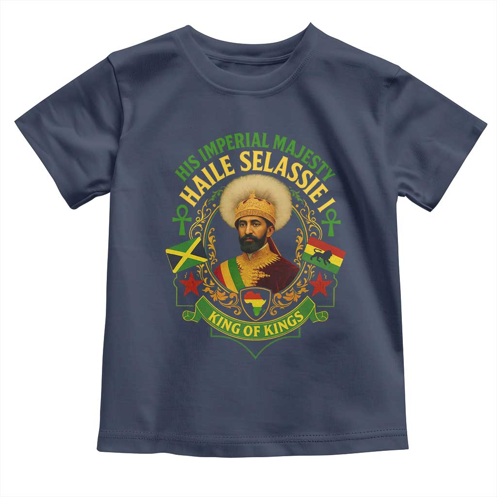 Haile Selassie Toddler T Shirt King Of Kings His Imperial Majesty Rastafari Flag - Wonder Print Shop