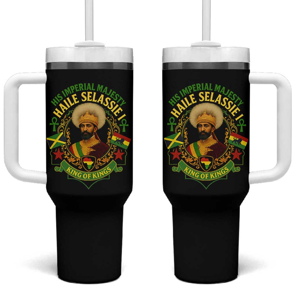 Haile Selassie Tumbler With Handle King Of Kings His Imperial Majesty Rastafari Flag - Wonder Print Shop