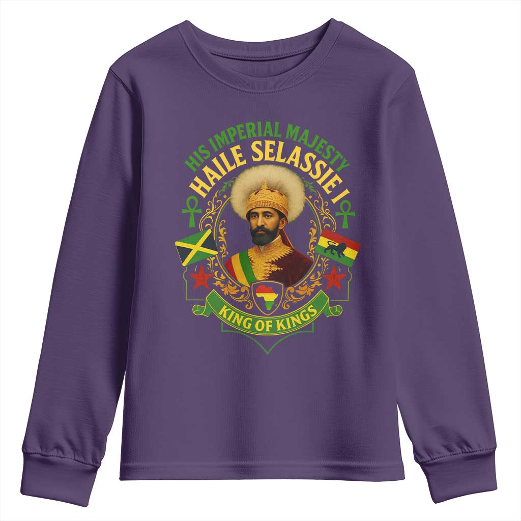 Haile Selassie Youth Sweatshirt King Of Kings His Imperial Majesty Rastafari Flag - Wonder Print Shop