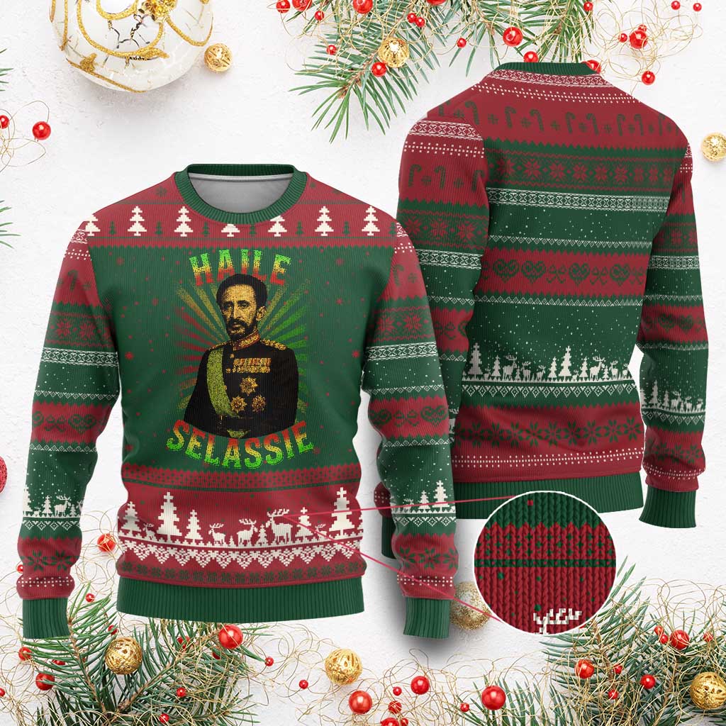 Emperor Haile Selassie Ugly Christmas Sweater Ras Tafari His Imperial Majesty Jamaican - Wonder Print Shop