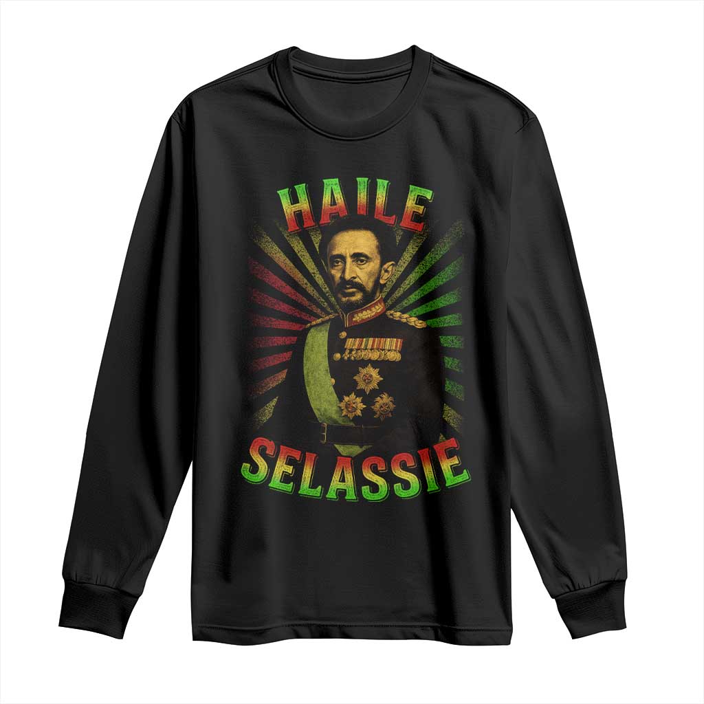 Emperor Haile Selassie Long Sleeve Shirt Ras Tafari His Imperial Majesty Jamaican - Wonder Print Shop