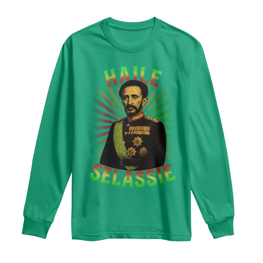Emperor Haile Selassie Long Sleeve Shirt Ras Tafari His Imperial Majesty Jamaican - Wonder Print Shop