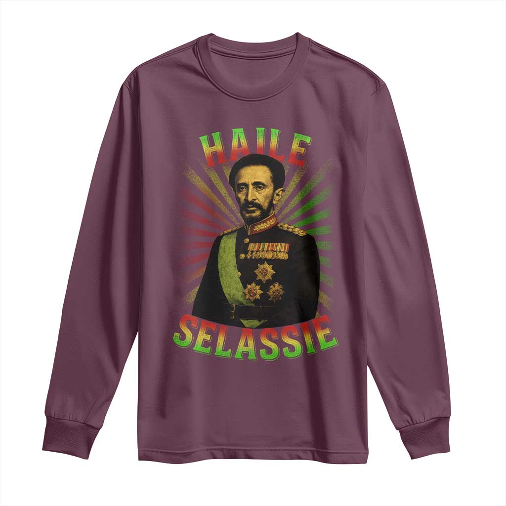 Emperor Haile Selassie Long Sleeve Shirt Ras Tafari His Imperial Majesty Jamaican - Wonder Print Shop