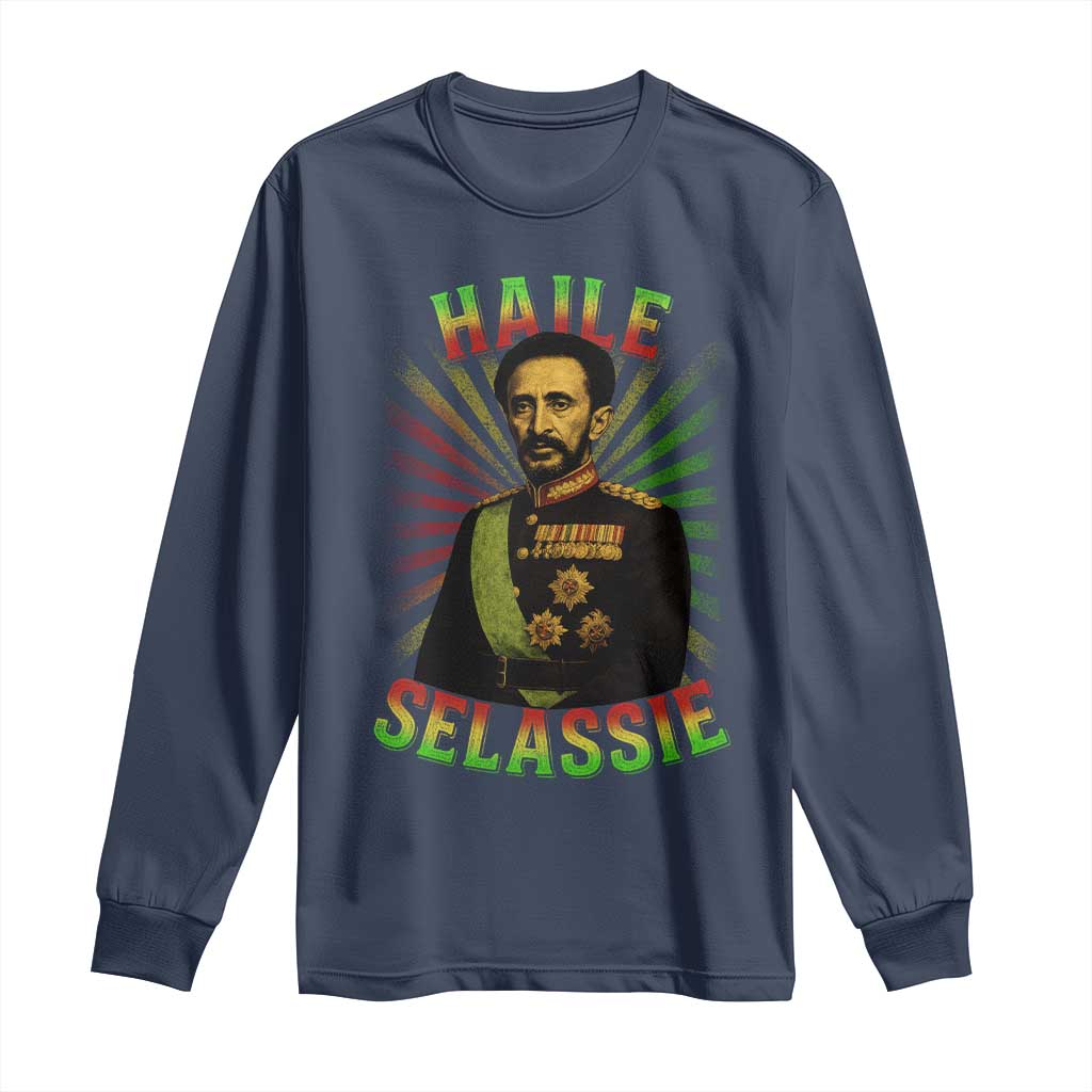 Emperor Haile Selassie Long Sleeve Shirt Ras Tafari His Imperial Majesty Jamaican - Wonder Print Shop