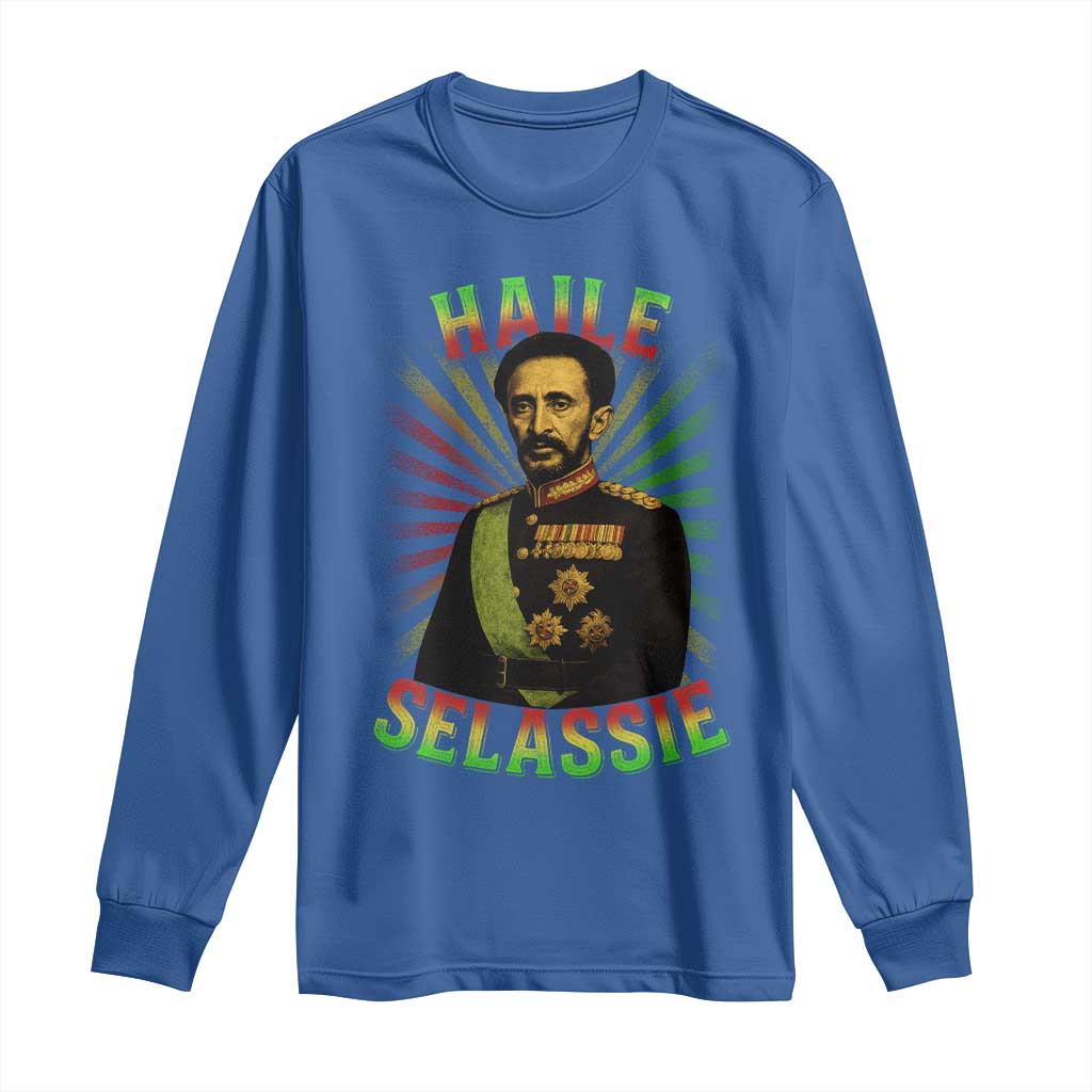 Emperor Haile Selassie Long Sleeve Shirt Ras Tafari His Imperial Majesty Jamaican - Wonder Print Shop