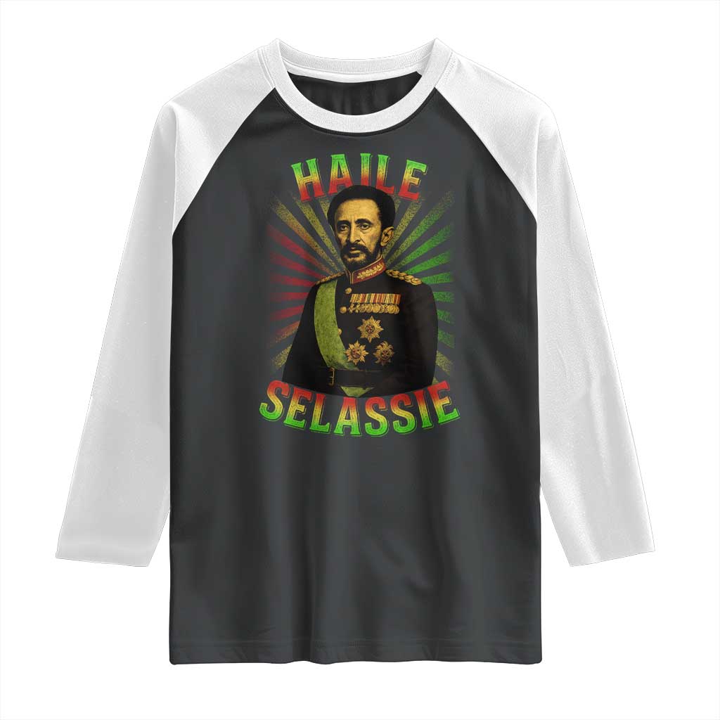 Emperor Haile Selassie Raglan Shirt Ras Tafari His Imperial Majesty Jamaican - Wonder Print Shop