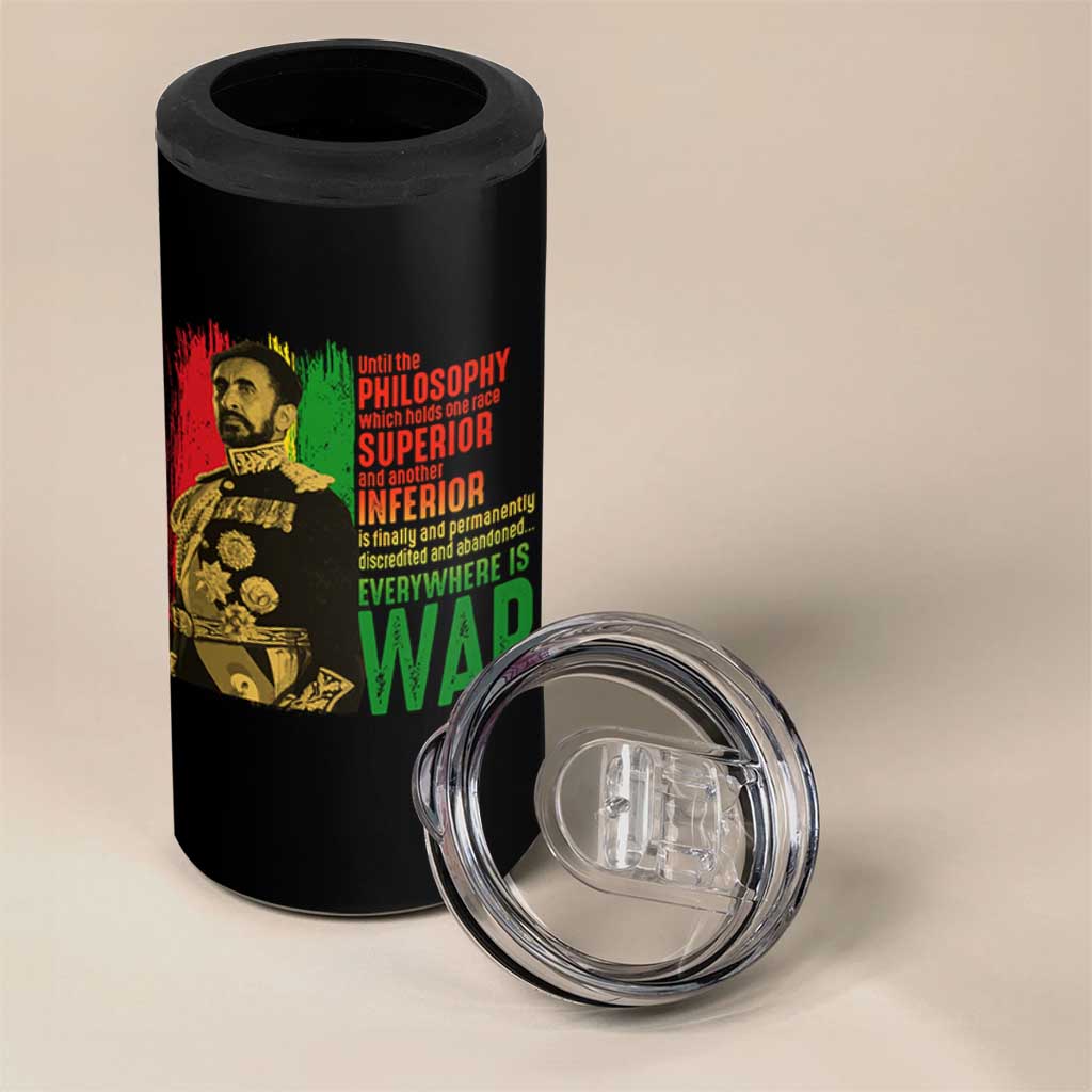 Haile Selassie Quotes 4 in 1 Can Cooler Tumbler Until The Philosophy Which Holds One Race Speech War - Wonder Print Shop