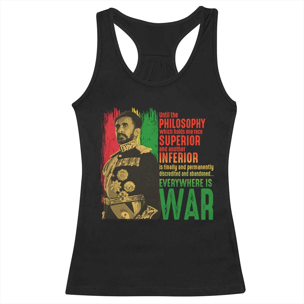 Haile Selassie Quotes Racerback Tank Top Until The Philosophy Which Holds One Race Speech War - Wonder Print Shop