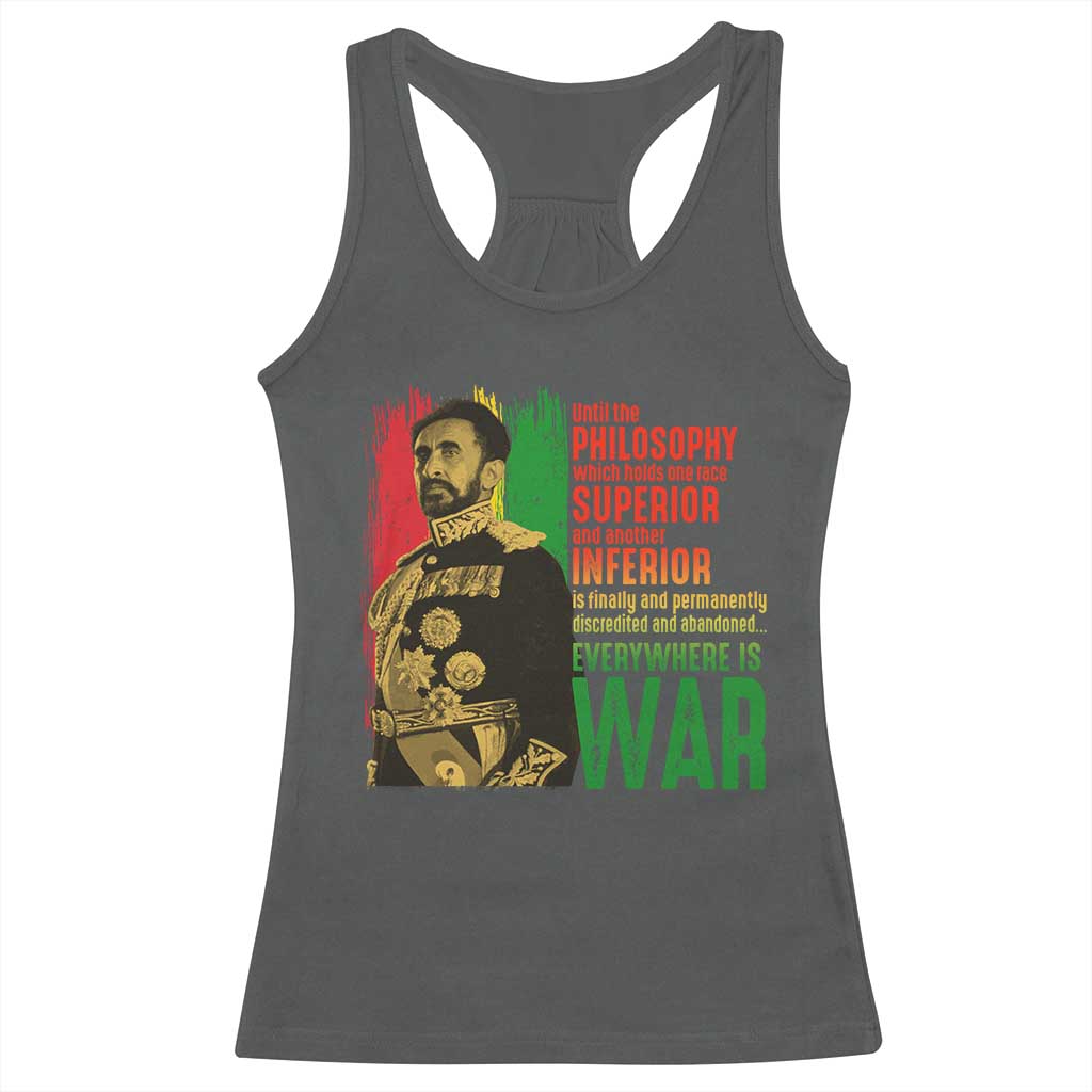 Haile Selassie Quotes Racerback Tank Top Until The Philosophy Which Holds One Race Speech War - Wonder Print Shop
