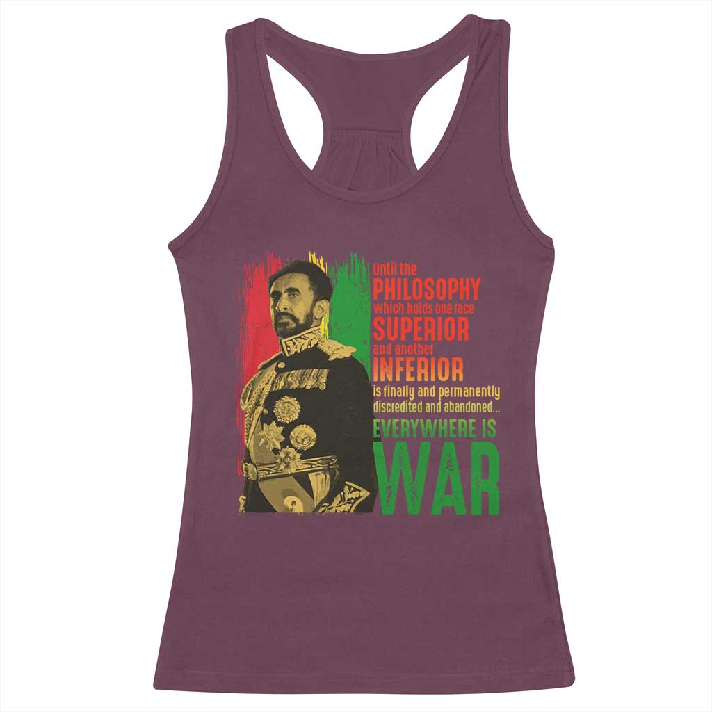 Haile Selassie Quotes Racerback Tank Top Until The Philosophy Which Holds One Race Speech War - Wonder Print Shop