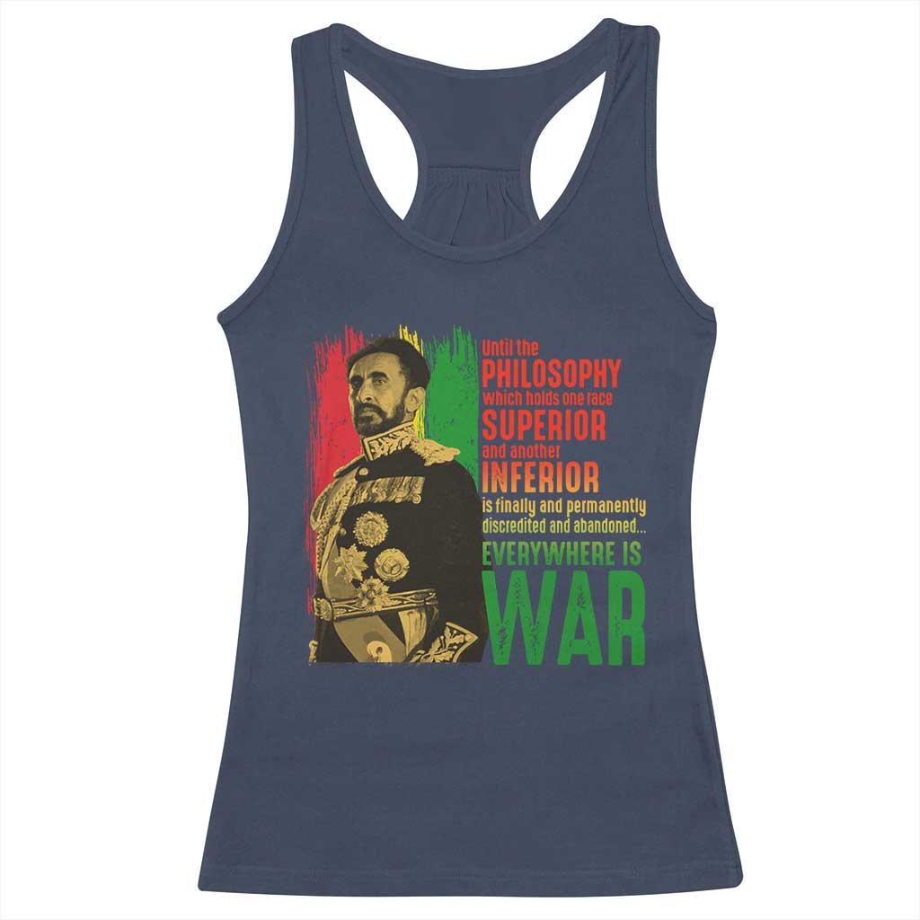 Haile Selassie Quotes Racerback Tank Top Until The Philosophy Which Holds One Race Speech War - Wonder Print Shop