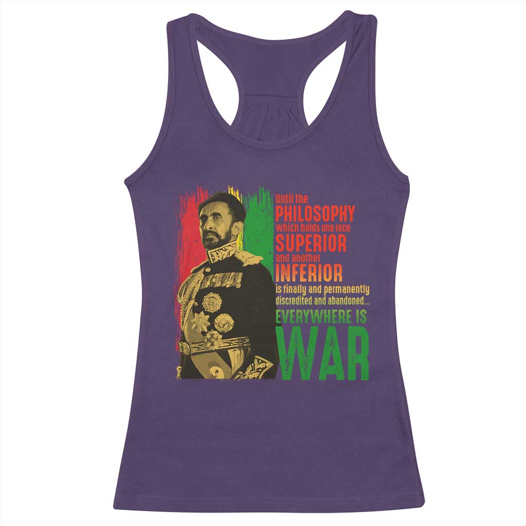 Haile Selassie Quotes Racerback Tank Top Until The Philosophy Which Holds One Race Speech War - Wonder Print Shop