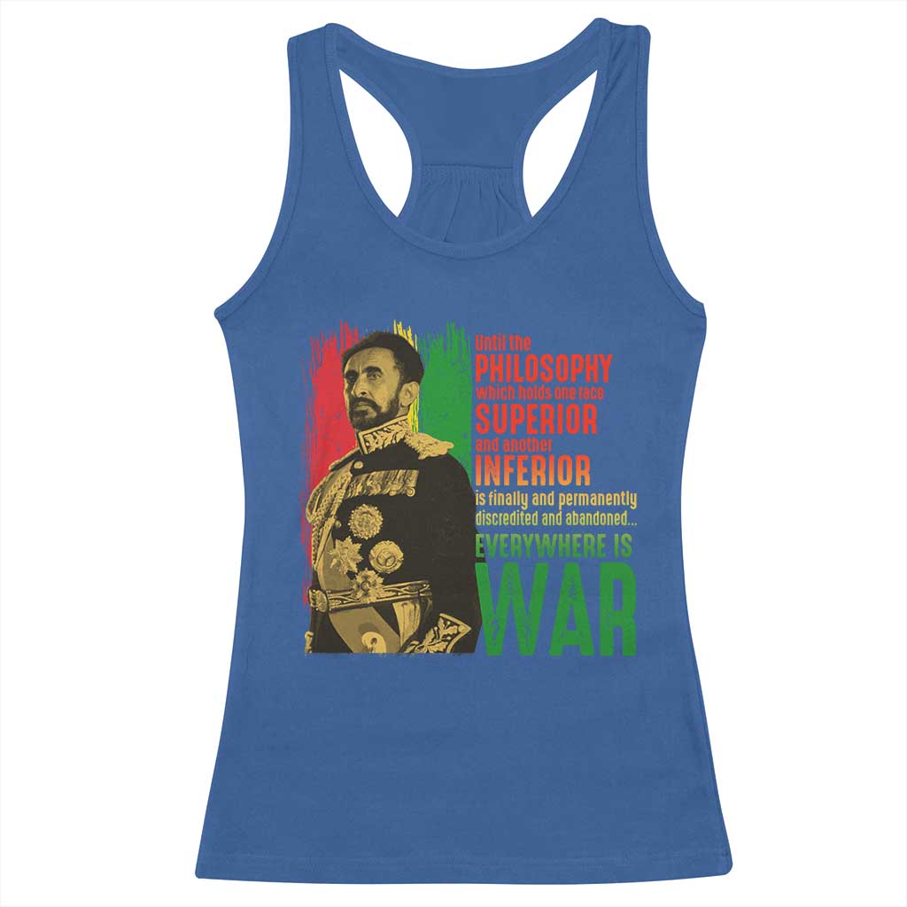 Haile Selassie Quotes Racerback Tank Top Until The Philosophy Which Holds One Race Speech War - Wonder Print Shop