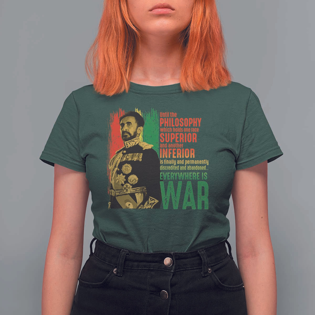 Haile Selassie Quotes T Shirt For Women Until The Philosophy Which Holds One Race Speech War - Wonder Print Shop