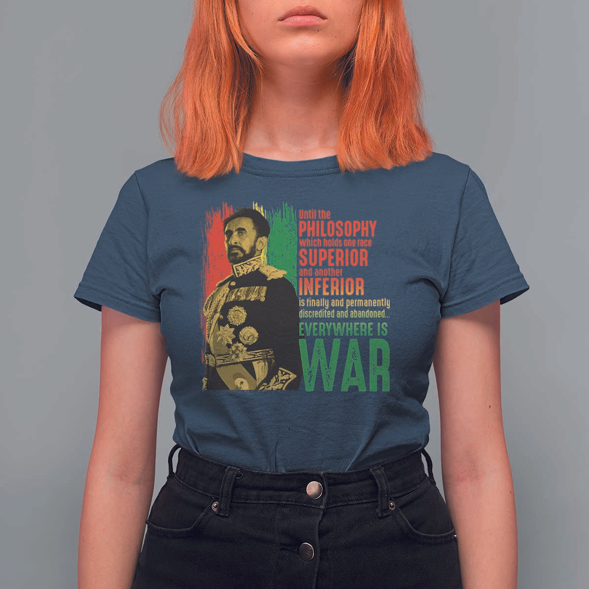 Haile Selassie Quotes T Shirt For Women Until The Philosophy Which Holds One Race Speech War - Wonder Print Shop