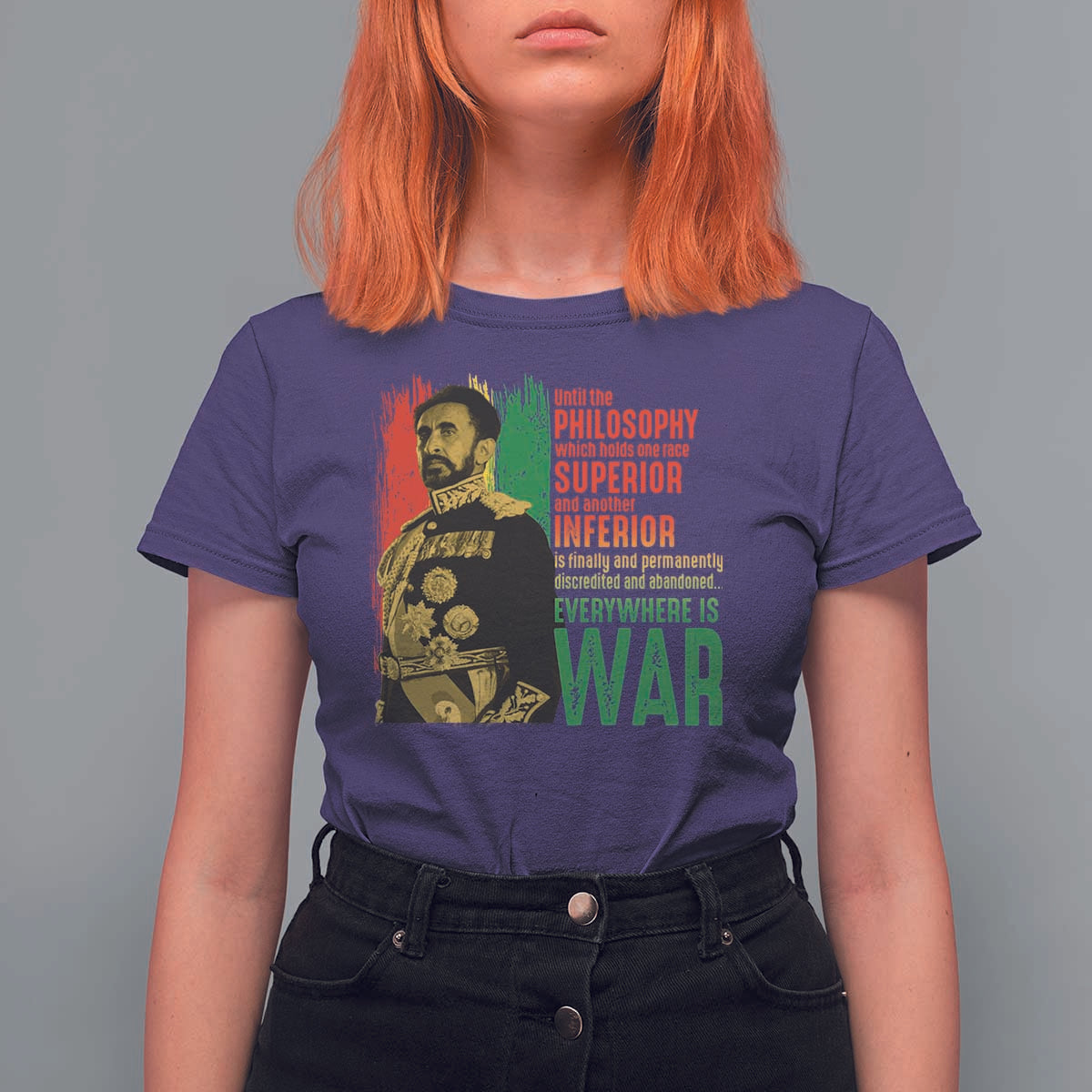 Haile Selassie Quotes T Shirt For Women Until The Philosophy Which Holds One Race Speech War - Wonder Print Shop