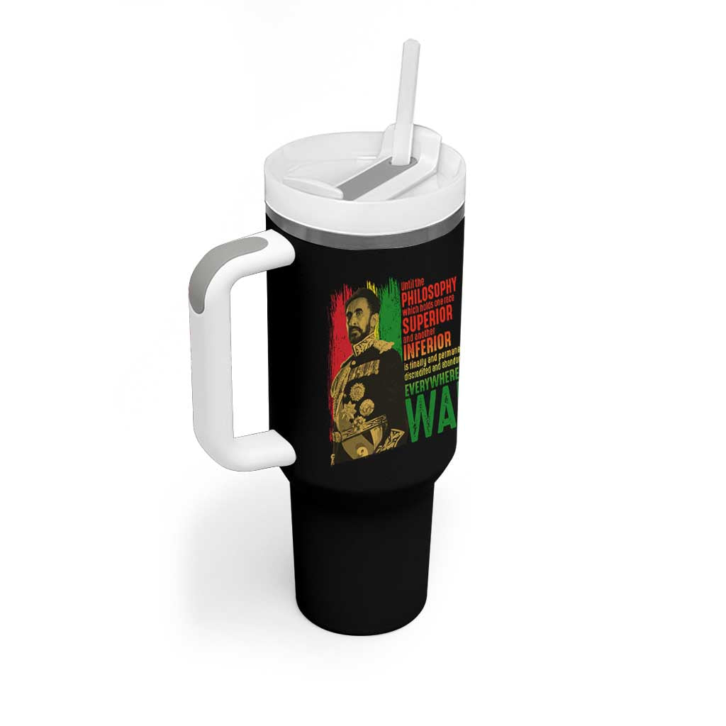 Haile Selassie Quotes Tumbler With Handle Until The Philosophy Which Holds One Race Speech War - Wonder Print Shop