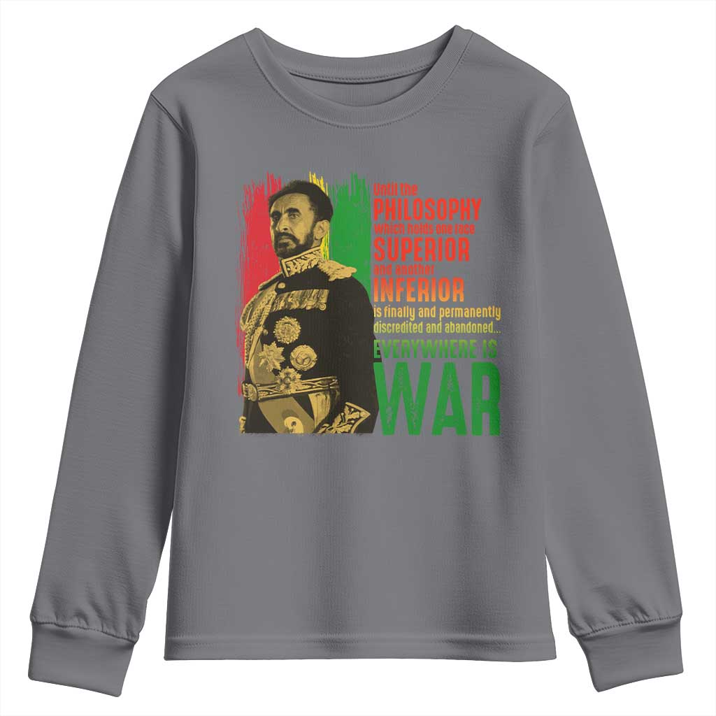 Haile Selassie Quotes Youth Sweatshirt Until The Philosophy Which Holds One Race Speech War - Wonder Print Shop
