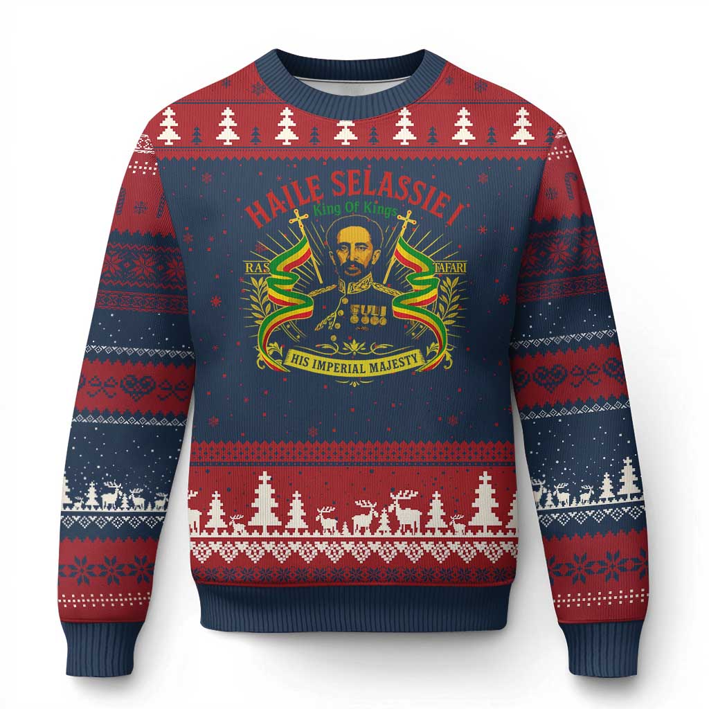 Haile Selassie Ugly Christmas Sweater Ras Tafari King Of Kings His Imperial Majesty - Wonder Print Shop