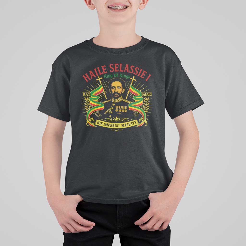 Haile Selassie T Shirt For Kid Ras Tafari King Of Kings His Imperial Majesty - Wonder Print Shop