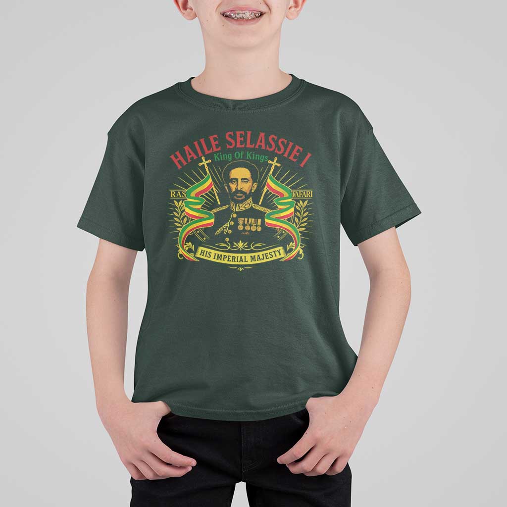 Haile Selassie T Shirt For Kid Ras Tafari King Of Kings His Imperial Majesty - Wonder Print Shop