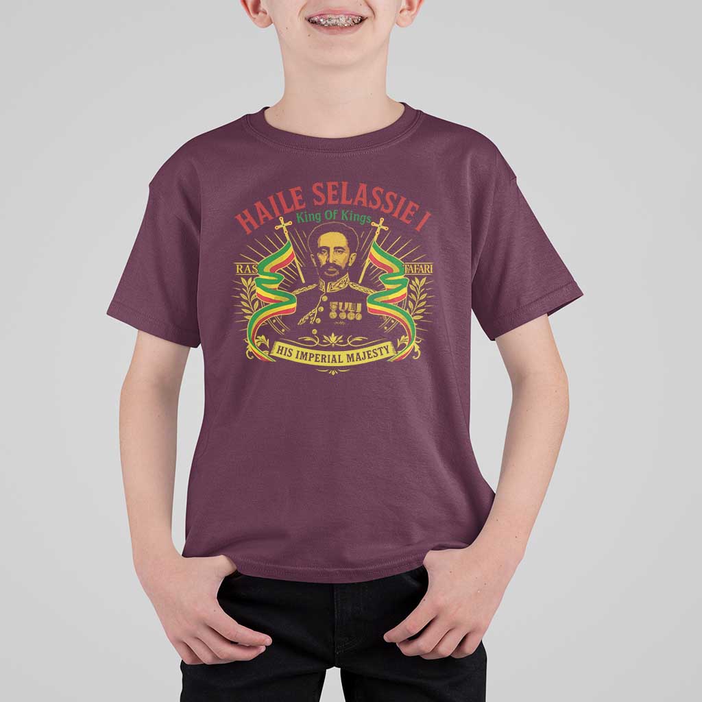 Haile Selassie T Shirt For Kid Ras Tafari King Of Kings His Imperial Majesty - Wonder Print Shop