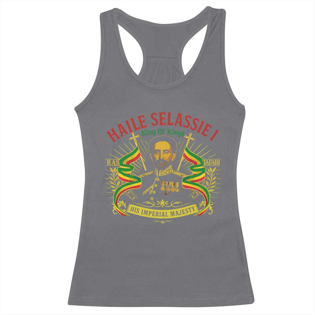 Haile Selassie Racerback Tank Top Ras Tafari King Of Kings His Imperial Majesty - Wonder Print Shop