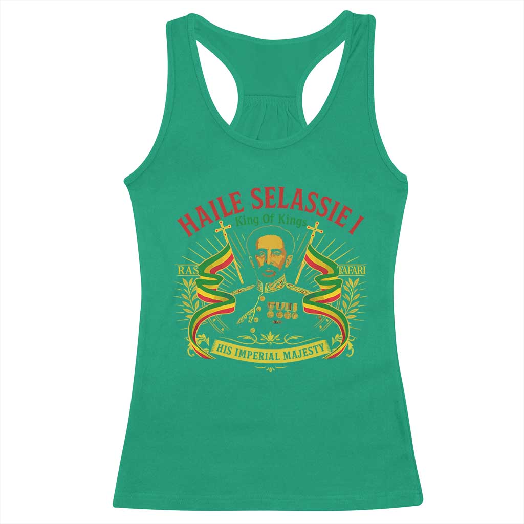 Haile Selassie Racerback Tank Top Ras Tafari King Of Kings His Imperial Majesty - Wonder Print Shop