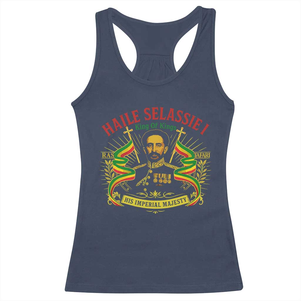 Haile Selassie Racerback Tank Top Ras Tafari King Of Kings His Imperial Majesty - Wonder Print Shop