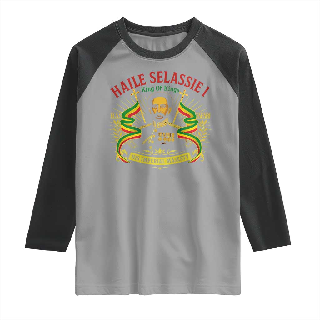 Haile Selassie Raglan Shirt Ras Tafari King Of Kings His Imperial Majesty - Wonder Print Shop