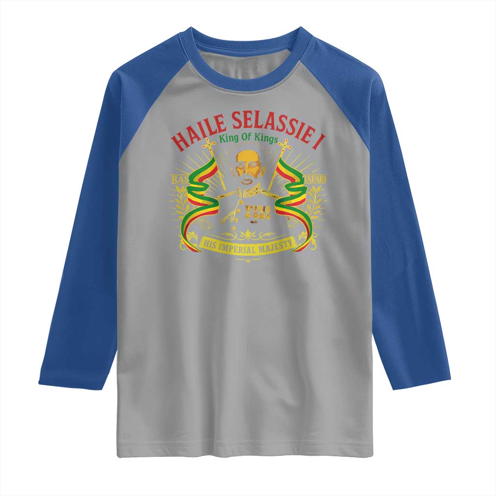 Haile Selassie Raglan Shirt Ras Tafari King Of Kings His Imperial Majesty - Wonder Print Shop