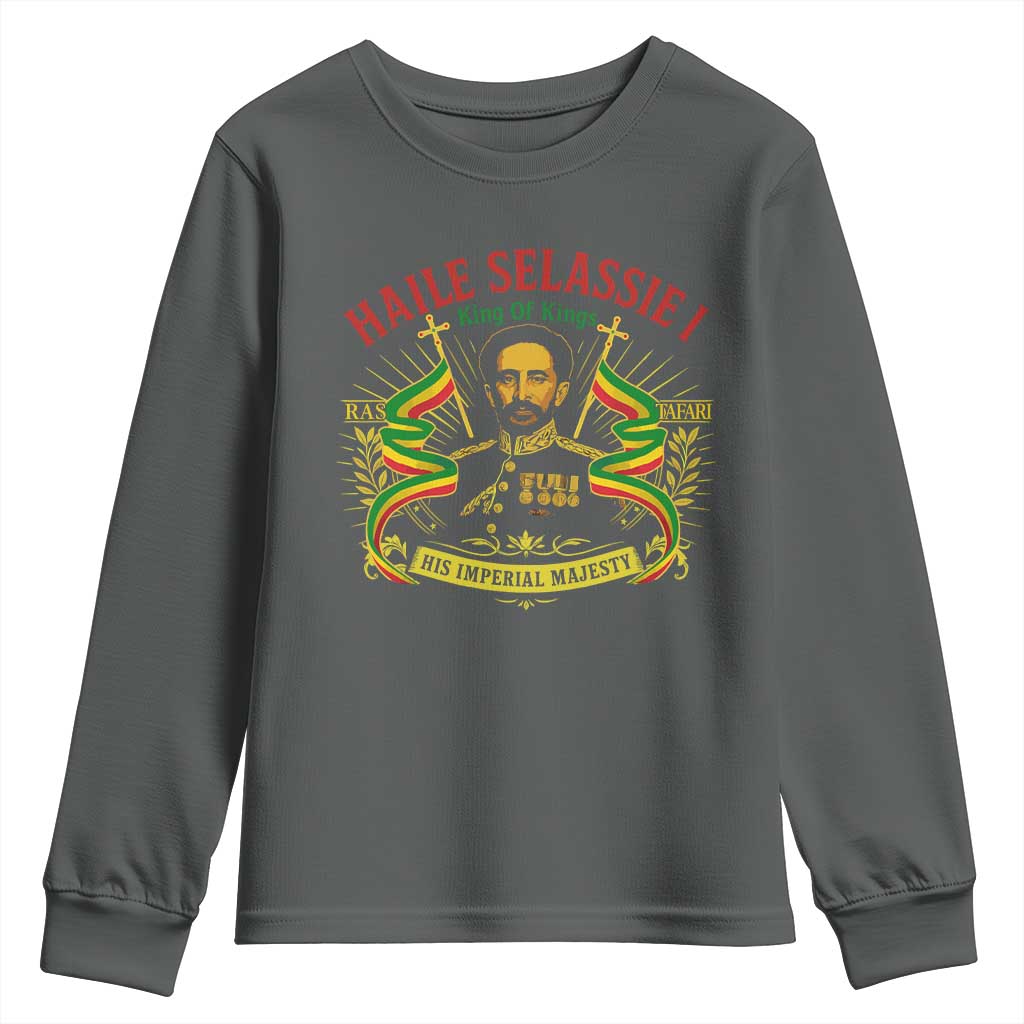 Haile Selassie Youth Sweatshirt Ras Tafari King Of Kings His Imperial Majesty - Wonder Print Shop