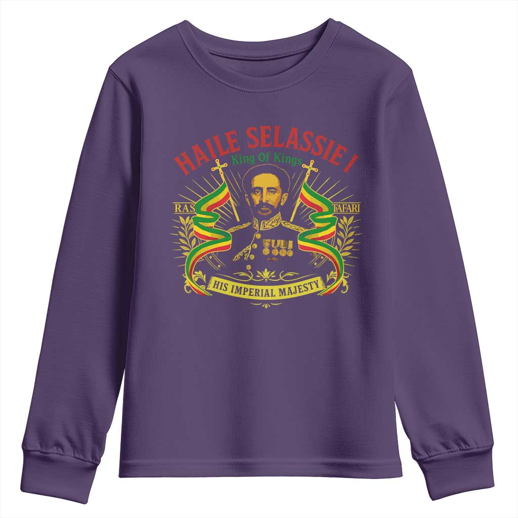 Haile Selassie Youth Sweatshirt Ras Tafari King Of Kings His Imperial Majesty - Wonder Print Shop