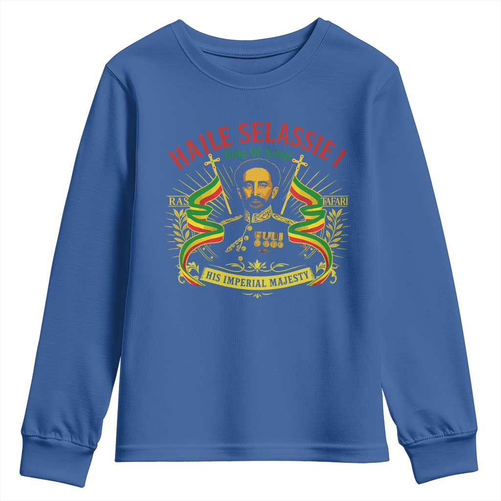 Haile Selassie Youth Sweatshirt Ras Tafari King Of Kings His Imperial Majesty - Wonder Print Shop