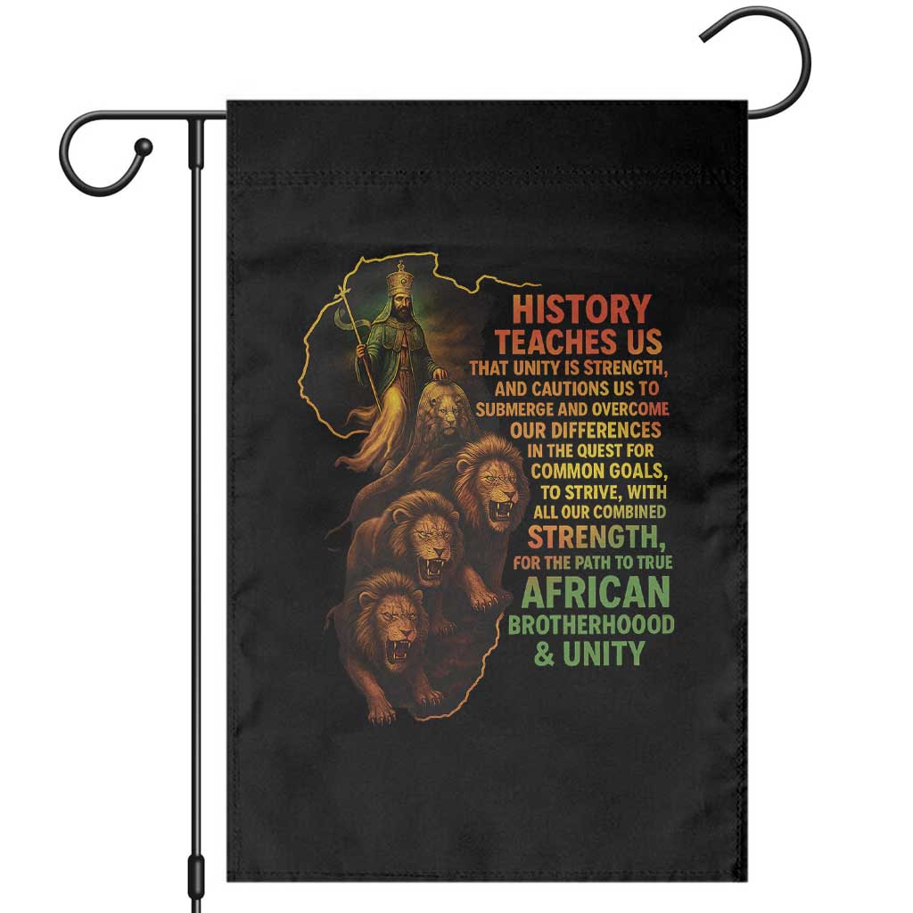 Haile Selassie Quotes Garden Flag History Teaches Us That Unity Is Strength Rasta Lions of Judah - Wonder Print Shop