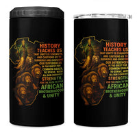 Haile Selassie Quotes 4 in 1 Can Cooler Tumbler History Teaches Us That Unity Is Strength Rasta Lions of Judah - Wonder Print Shop