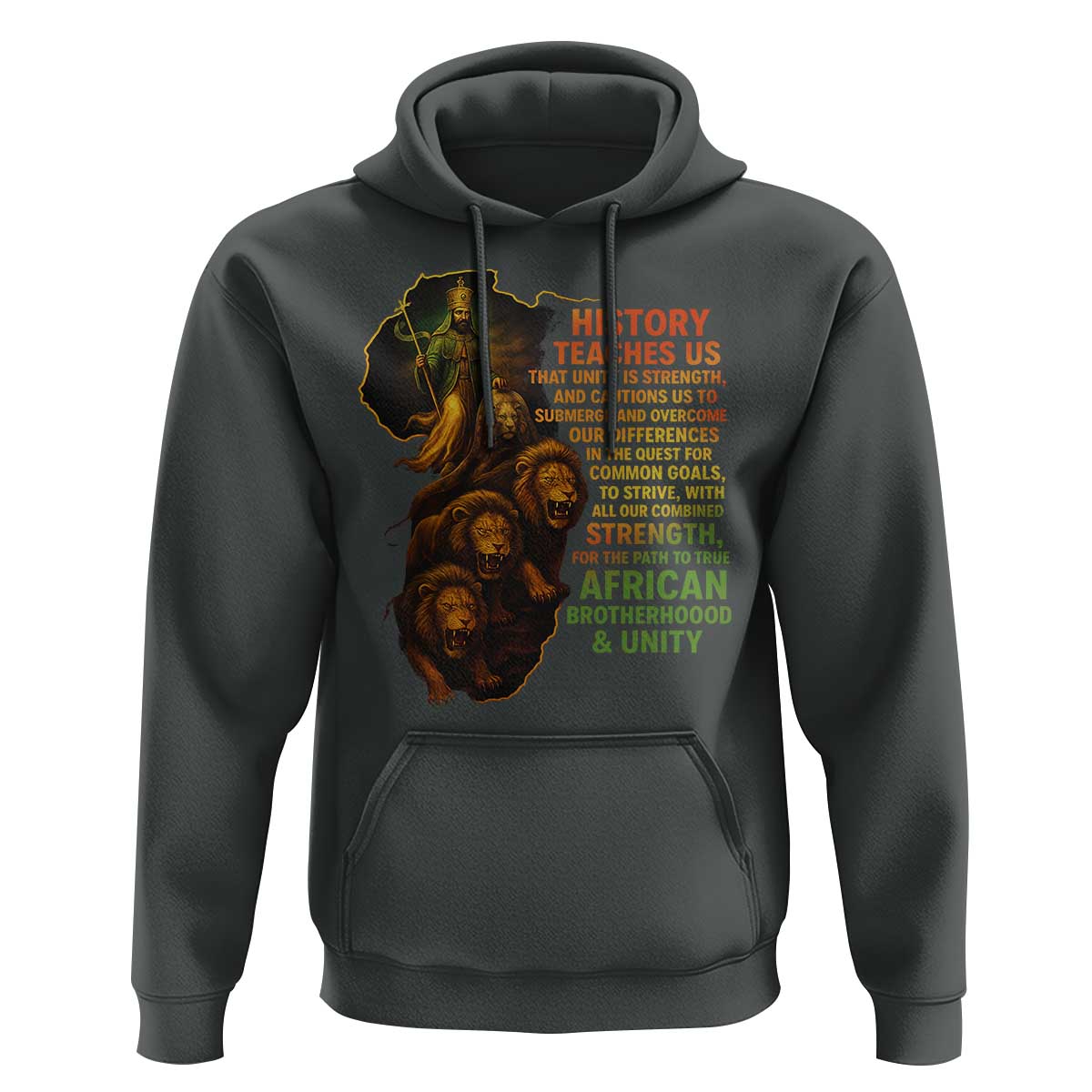 Haile Selassie Quotes Hoodie History Teaches Us That Unity Is Strength Rasta Lions of Judah - Wonder Print Shop