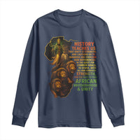 Haile Selassie Quotes Long Sleeve Shirt History Teaches Us That Unity Is Strength Rasta Lions of Judah - Wonder Print Shop