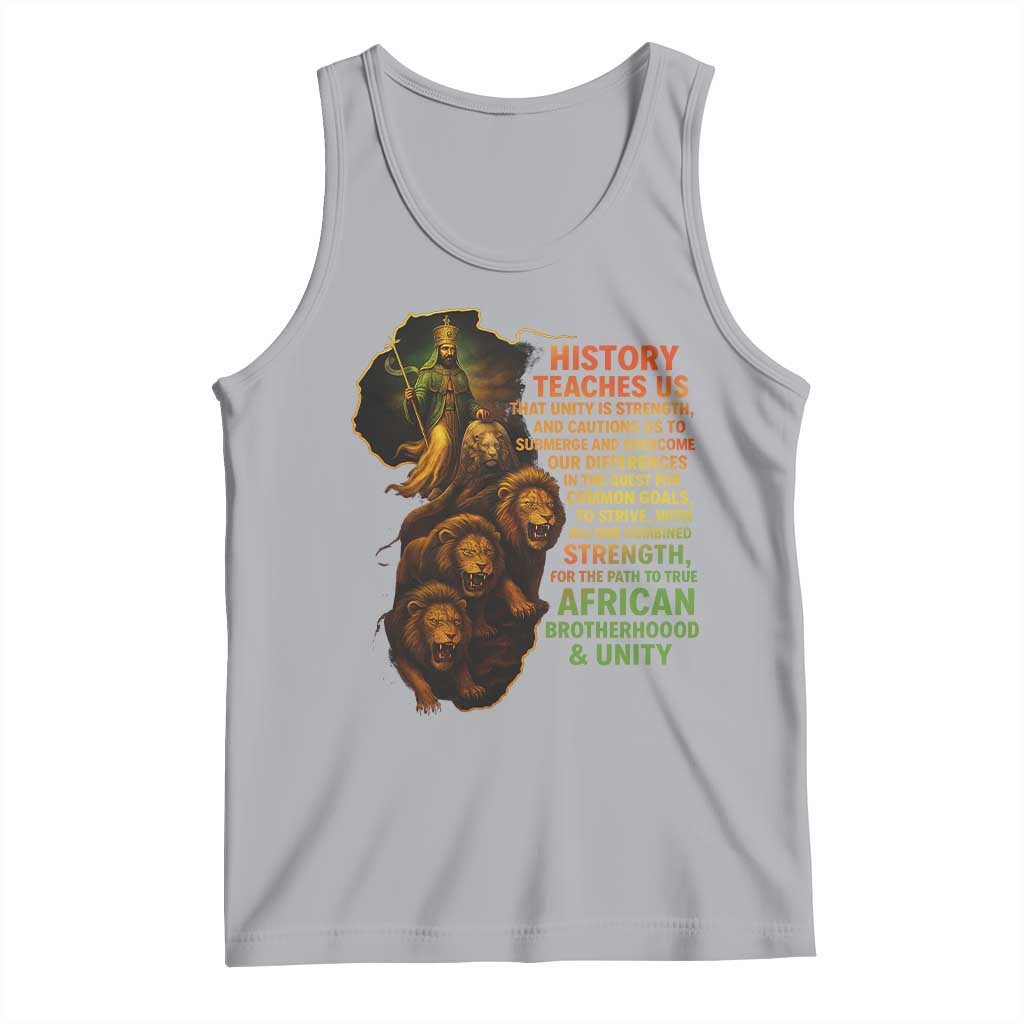 Haile Selassie Quotes Tank Top History Teaches Us That Unity Is Strength Rasta Lions of Judah - Wonder Print Shop